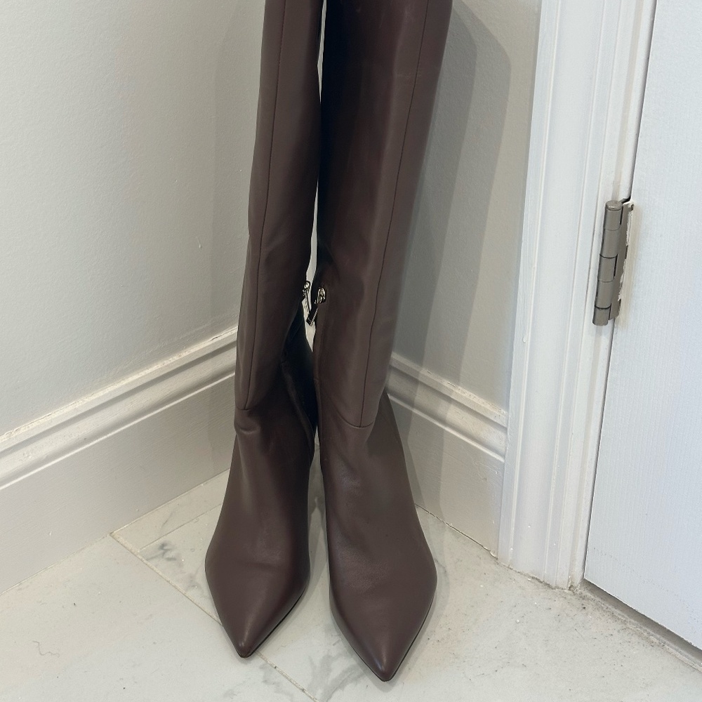 Marc Fisher LTD Brown Knee High Boots Pointed Toe Stiletto Heel Size 8.5M